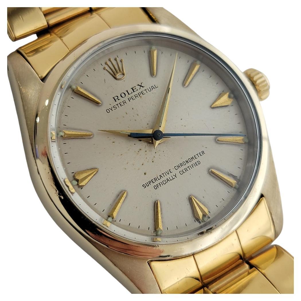 Mens Rolex Oyster Perpetual 1014 Automatic Gold Capped w Paper 1960s RA236 For Sale