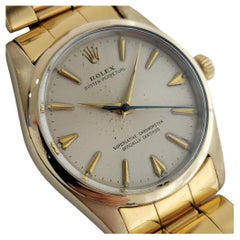 Vintage Mens Rolex Oyster Perpetual 1014 Automatic Gold Capped w Paper 1960s RA236