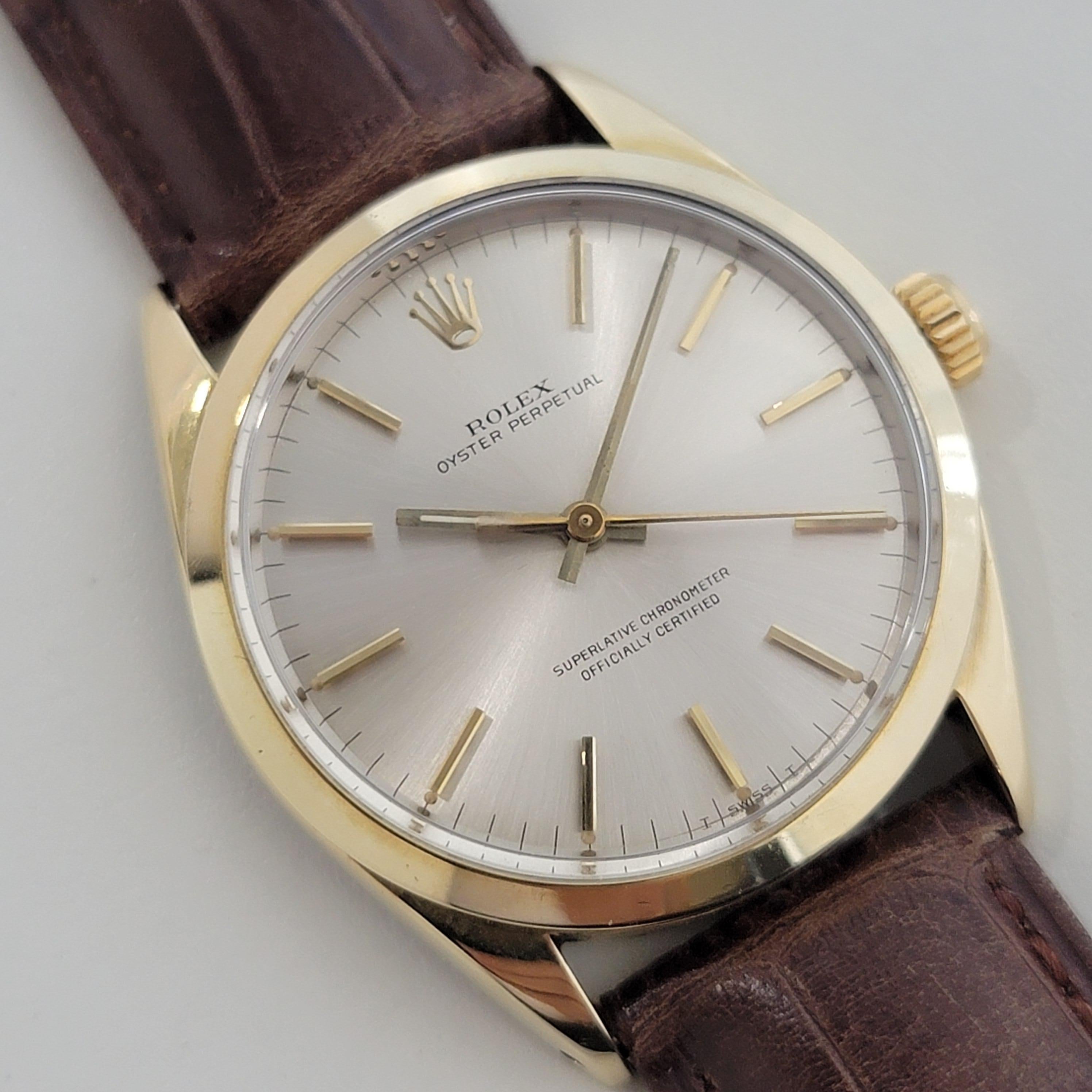 Mens Rolex Oyster Perpetual 1024 34mm Gold Capped Automatic 1960s Swiss RA374B Excellent état à Beverly Hills, CA