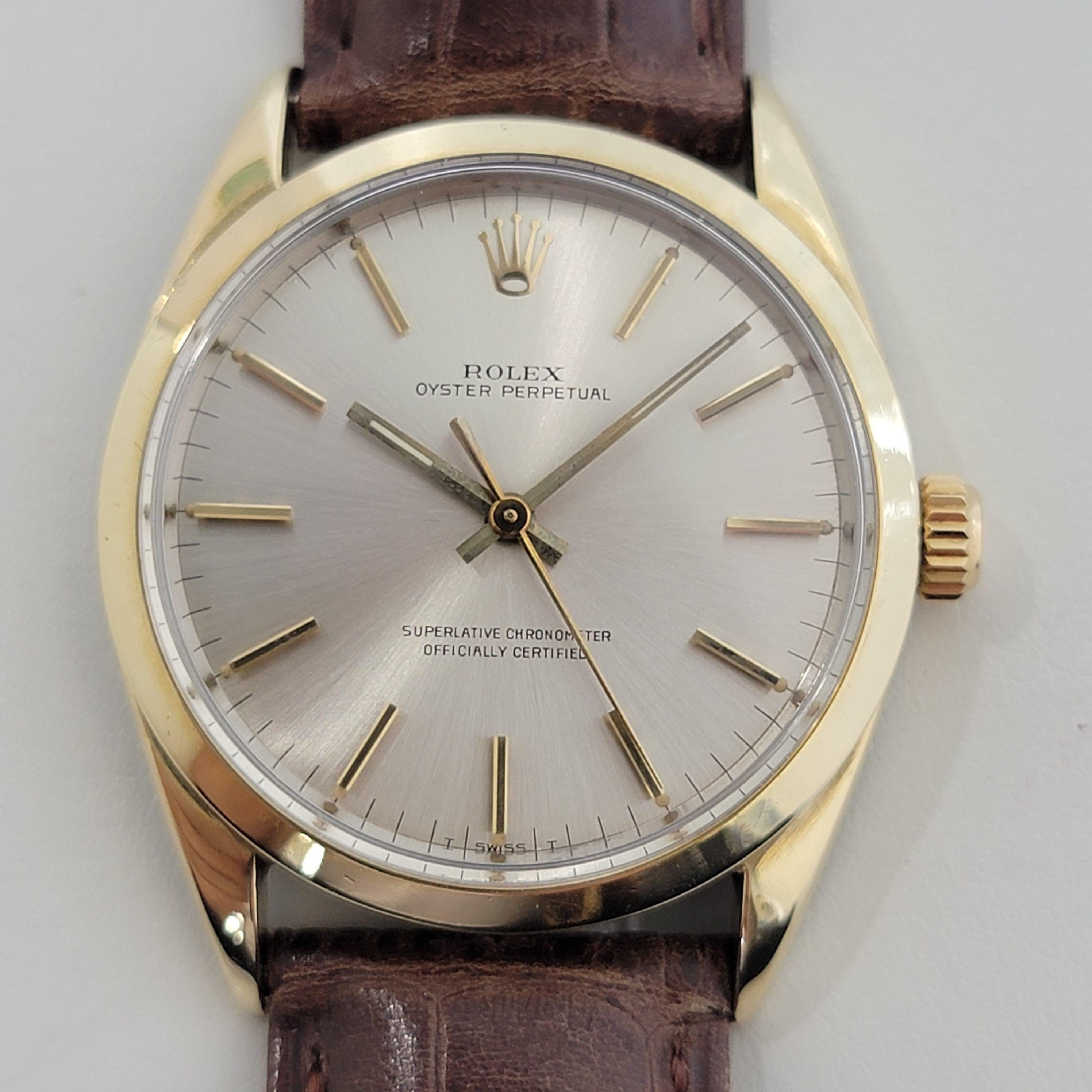  Mens Rolex Oyster Perpetual 1024 34mm Gold Capped Automatic 1960s Swiss RA374B Pour hommes 