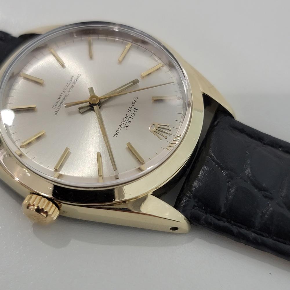 Mens Rolex Oyster Perpetual 1024 34mm Gold Capped Automatic 1960s Vintage RA374 In Excellent Condition In Beverly Hills, CA
