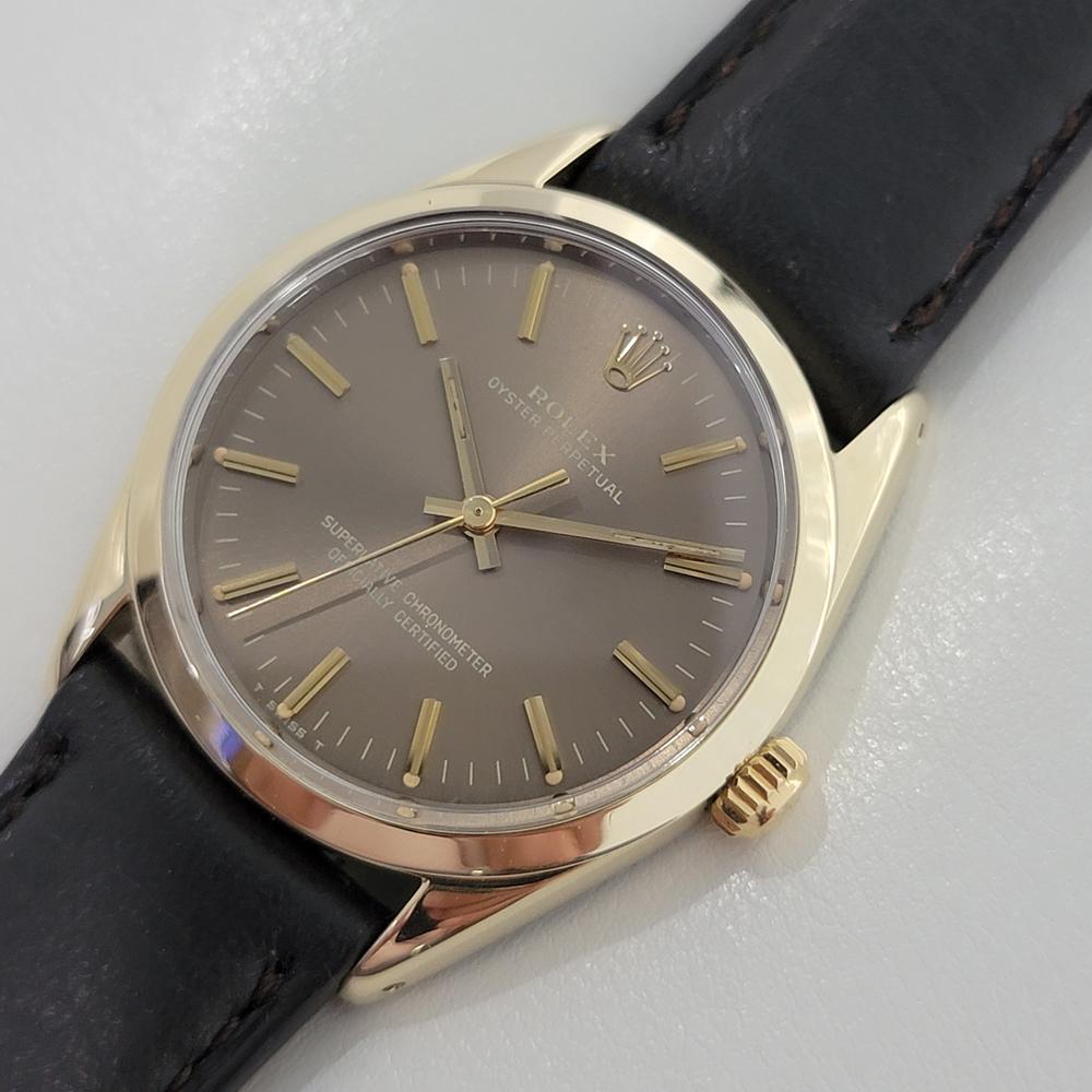 Mens Rolex Oyster Perpetual 1024 34mm Gold Capped Automatic 1970s Vintage RA375 In Excellent Condition For Sale In Beverly Hills, CA