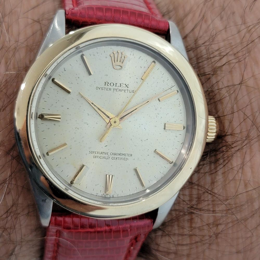 Mens Rolex Oyster Perpetual 1960s Ref 1005 14k Gold SS Automatic Swiss RJC204R For Sale 6