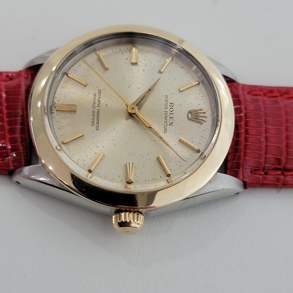 Mens Rolex Oyster Perpetual 1960s Ref 1005 14k Gold SS Automatic Swiss RJC204R In Excellent Condition For Sale In Beverly Hills, CA