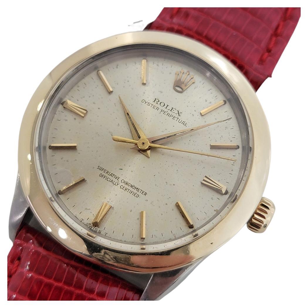 Mens Rolex Oyster Perpetual 1960s Ref 1005 14k Gold SS Automatic Swiss RJC204R For Sale