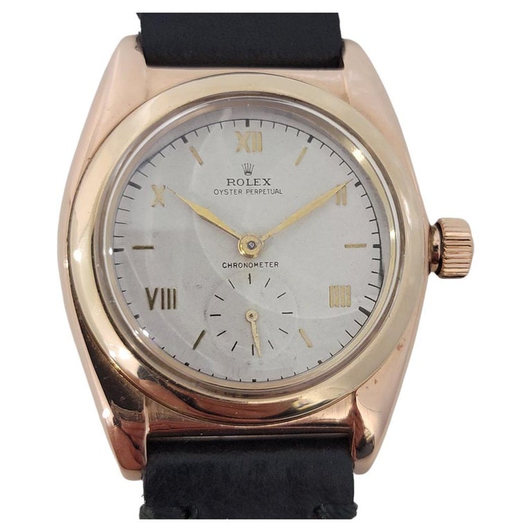 Mens Rolex Oyster Perpetual 3131 14k Rose Gold Automatic 1940s Swiss RJC167 For Sale