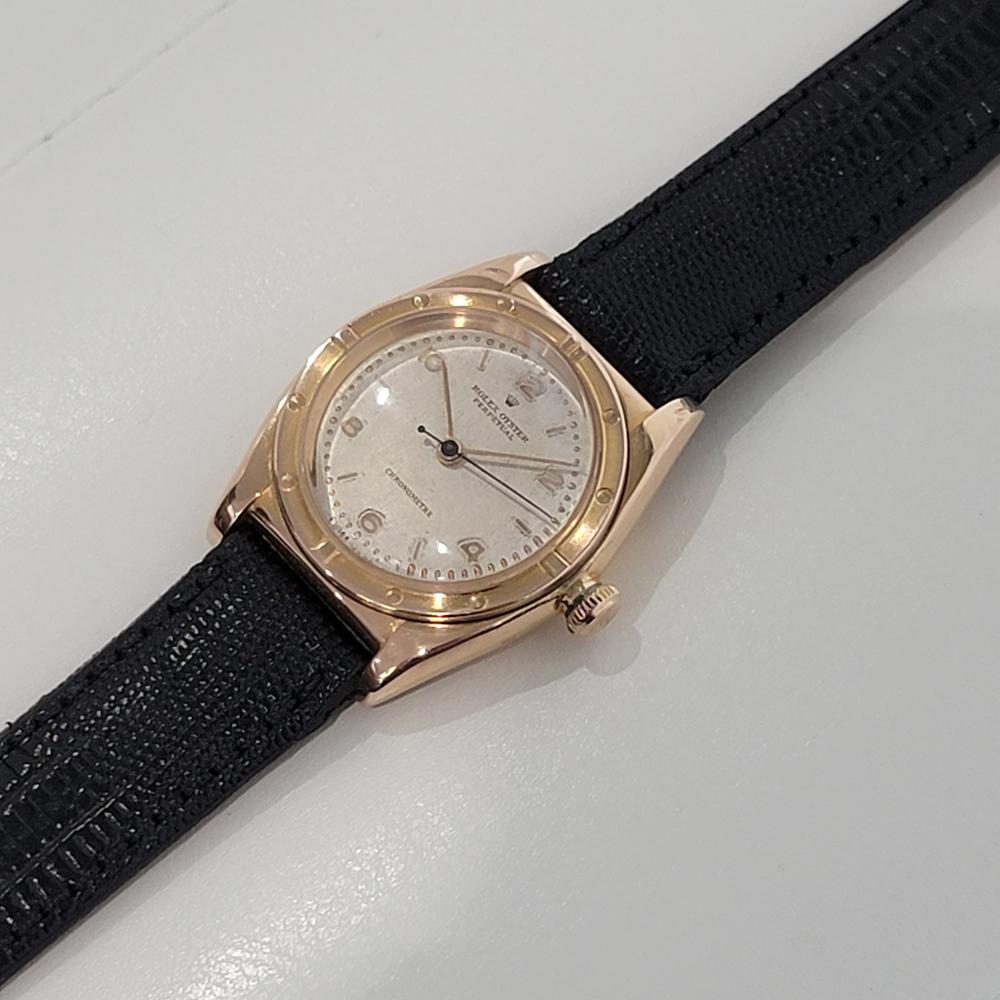 Men's Mens Rolex Oyster Perpetual 3372 18k Rose Gold Automatic 1940s Swiss RA316B For Sale