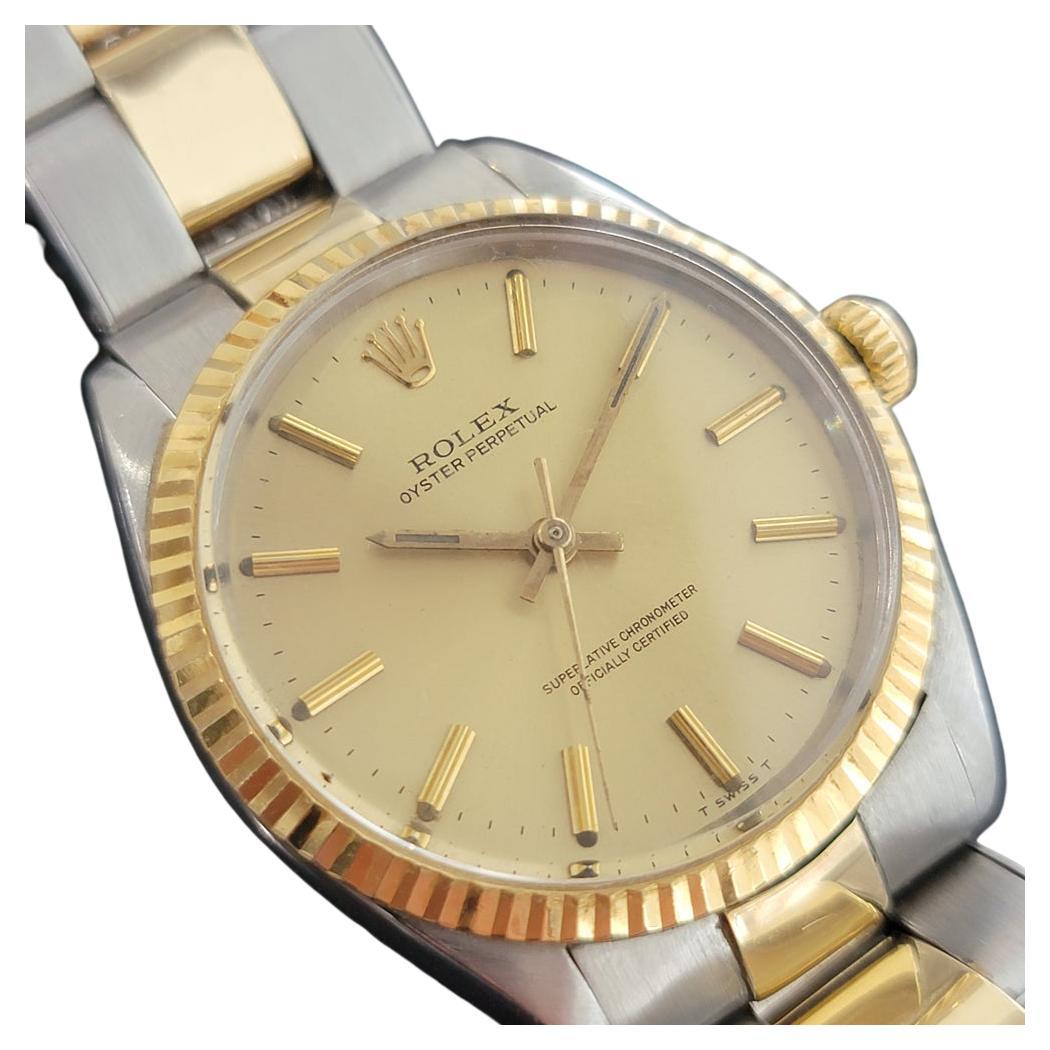 Mens Rolex Oyster Perpetual 5500 14k Gold SS Automatic 1960s Vintage RA179