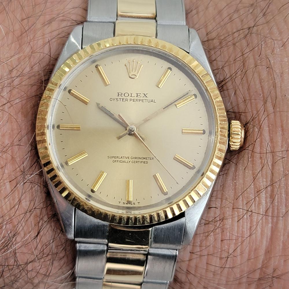 Mens Rolex Oyster Perpetual 5500 14k Gold SS Automatic 1960s Vintage RA179 For Sale 6