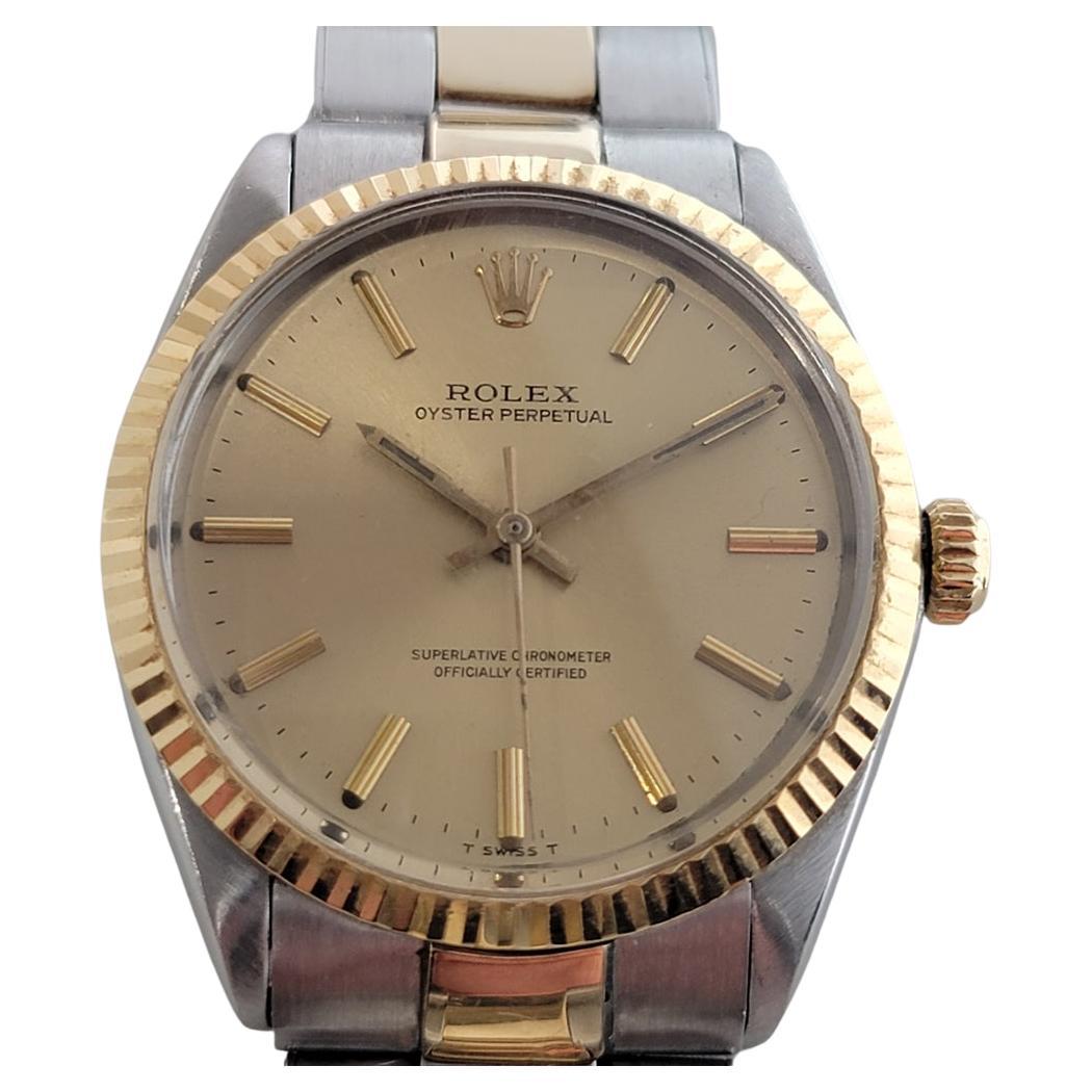 Mens Rolex Oyster Perpetual 5500 14k Gold SS Automatic 1960s Vintage RA179 For Sale