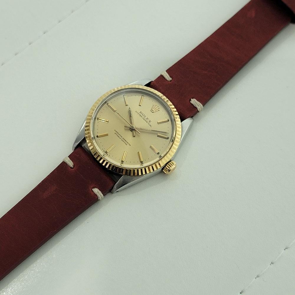 Men's Mens Rolex Oyster Perpetual 5500 14k Gold SS Automatic 1960s Vintage RA179R For Sale