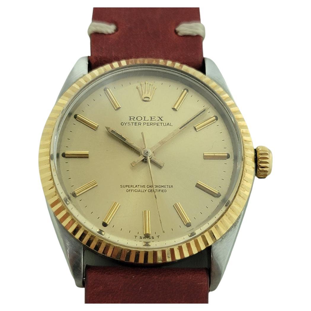 Mens Rolex Oyster Perpetual 5500 14k Gold SS Automatic 1960s Vintage RA179R For Sale
