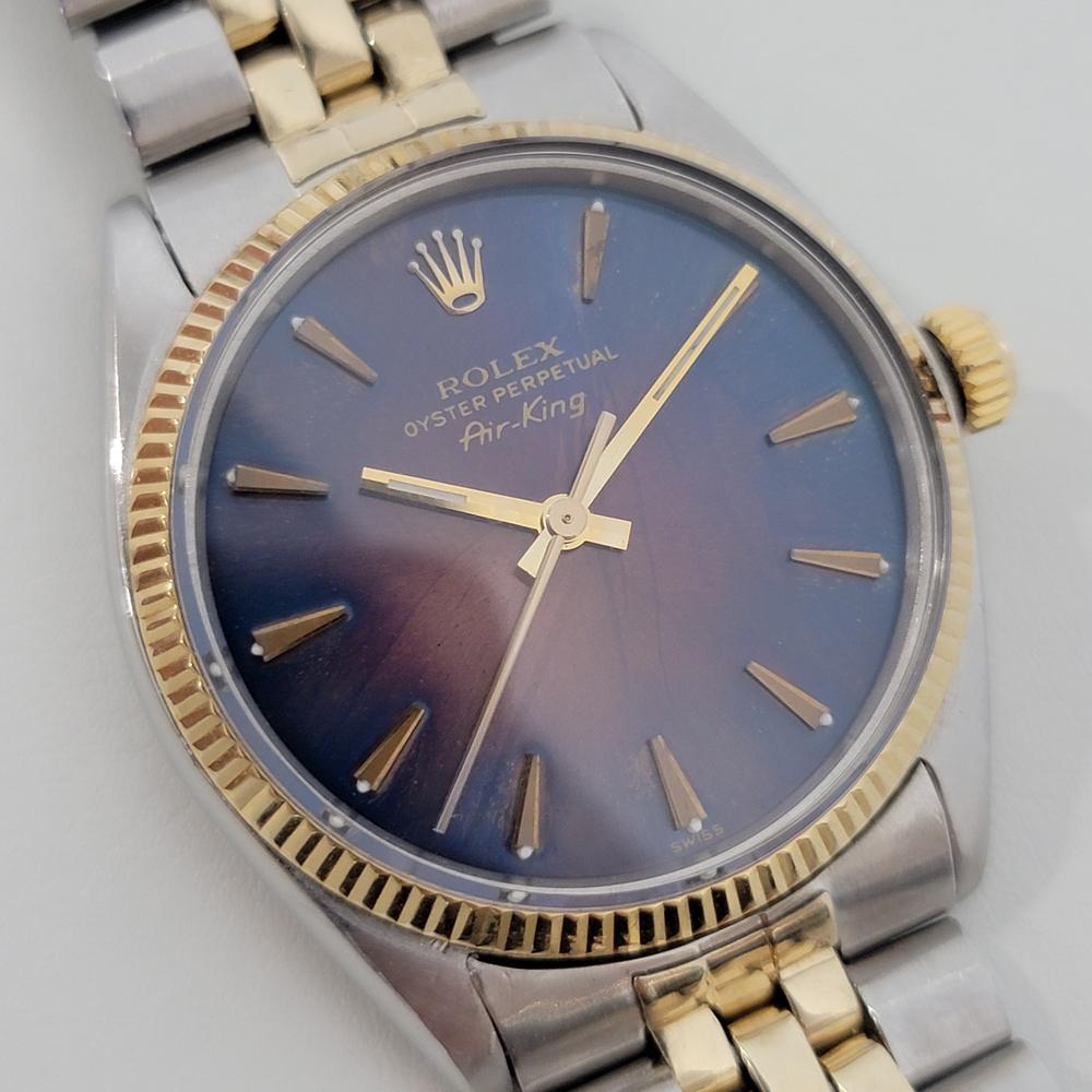 Mens Rolex Oyster Perpetual 5501 Air King 14k Gold SS Automatic 1960s RA240 In Excellent Condition In Beverly Hills, CA