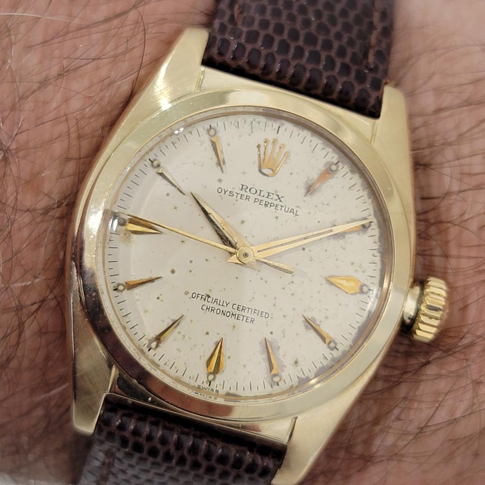 Mens Rolex Oyster Perpetual 6050 Oro 18k 32mm Automático Años 50 Vintage RA439B en venta 8