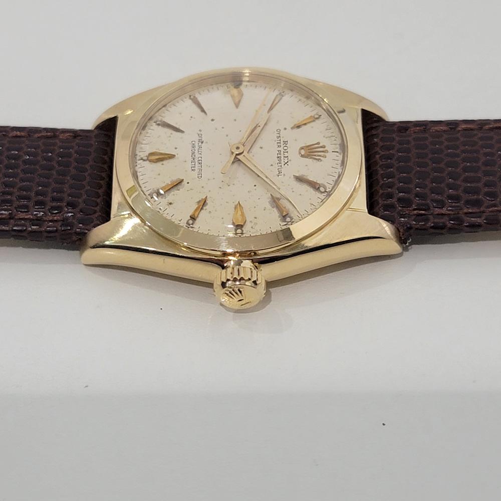 De los hombres Mens Rolex Oyster Perpetual 6050 Oro 18k 32mm Automático Años 50 Vintage RA439B en venta