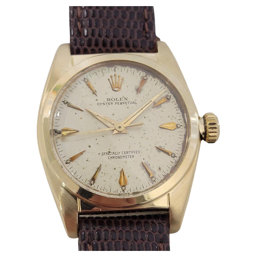 Mens Rolex Oyster Perpetual 6050 Oro 18k 32mm Automático Años 50 Vintage RA439B en venta