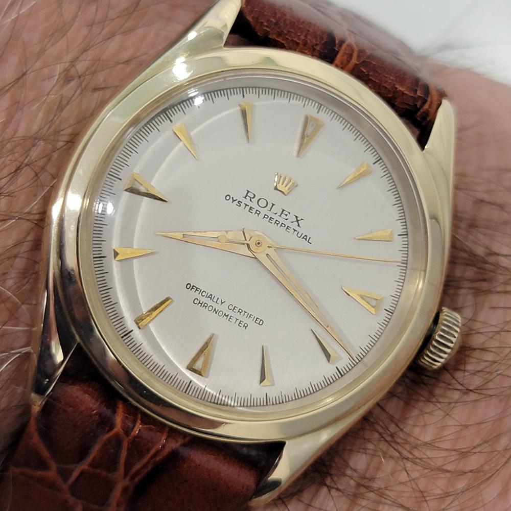 Mens Rolex Oyster Perpetual 6084 14k Gold 34mm Automatic 1950s Vintage NA133B en venta 7