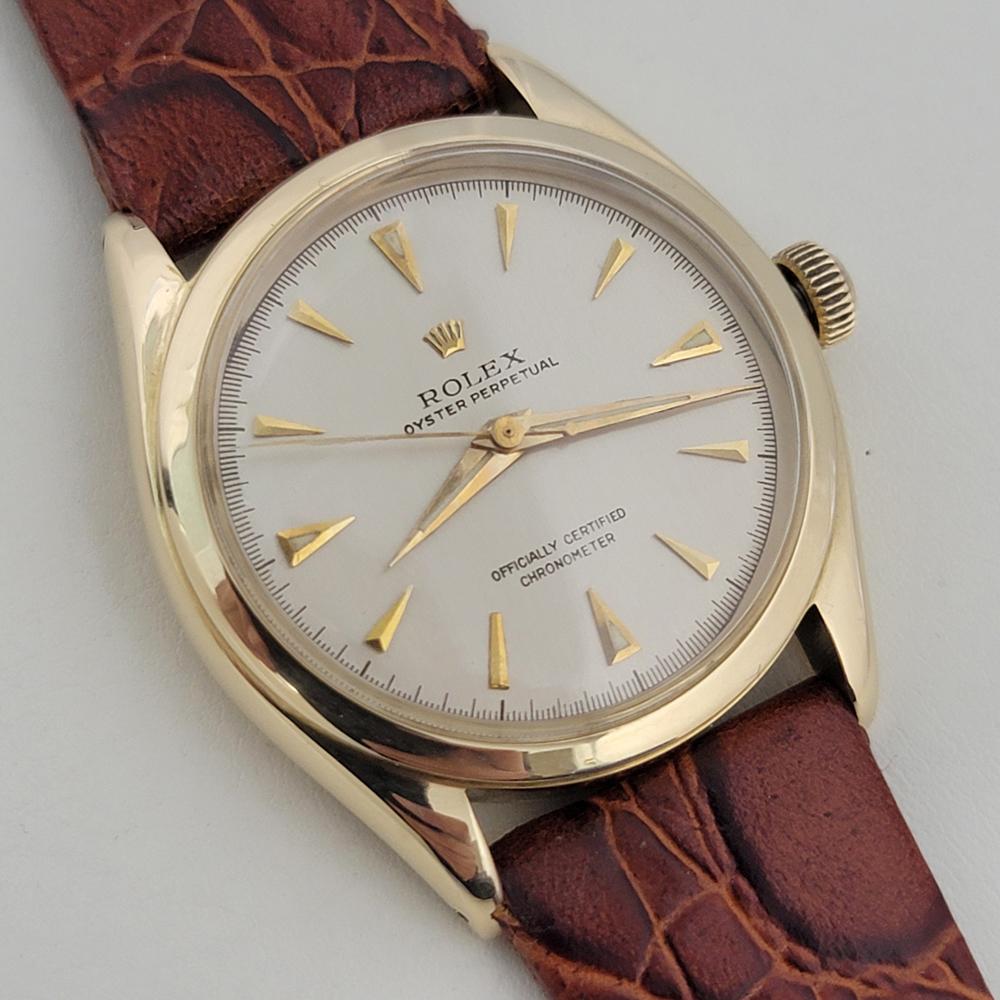 Mens Rolex Oyster Perpetual 6084 14k Gold 34mm Automatic 1950s Vintage NA133B en Excelente estado para la venta en Beverly Hills, CA