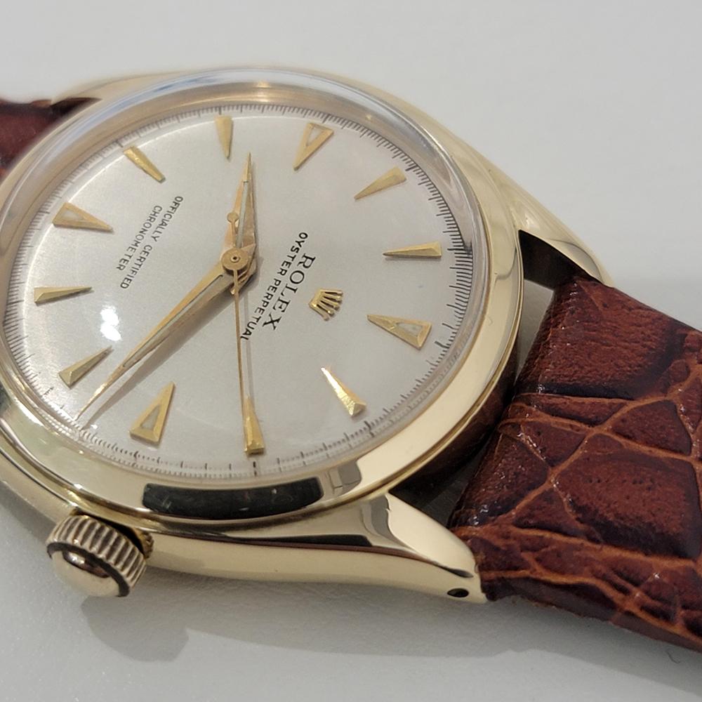 Mens Rolex Oyster Perpetual 6084 14k Gold 34mm Automatic 1950s Vintage NA133B en venta 2
