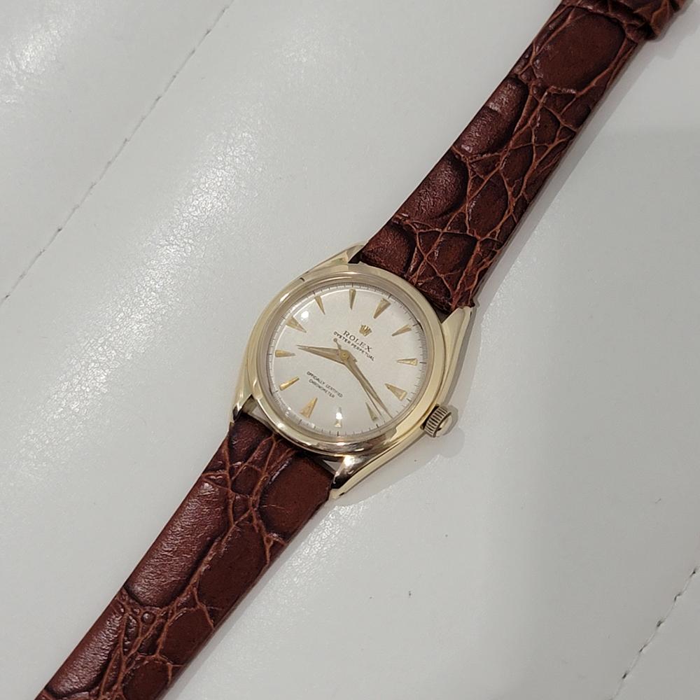 Mens Rolex Oyster Perpetual 6084 14k Gold 34mm Automatic 1950s Vintage NA133B en venta 3