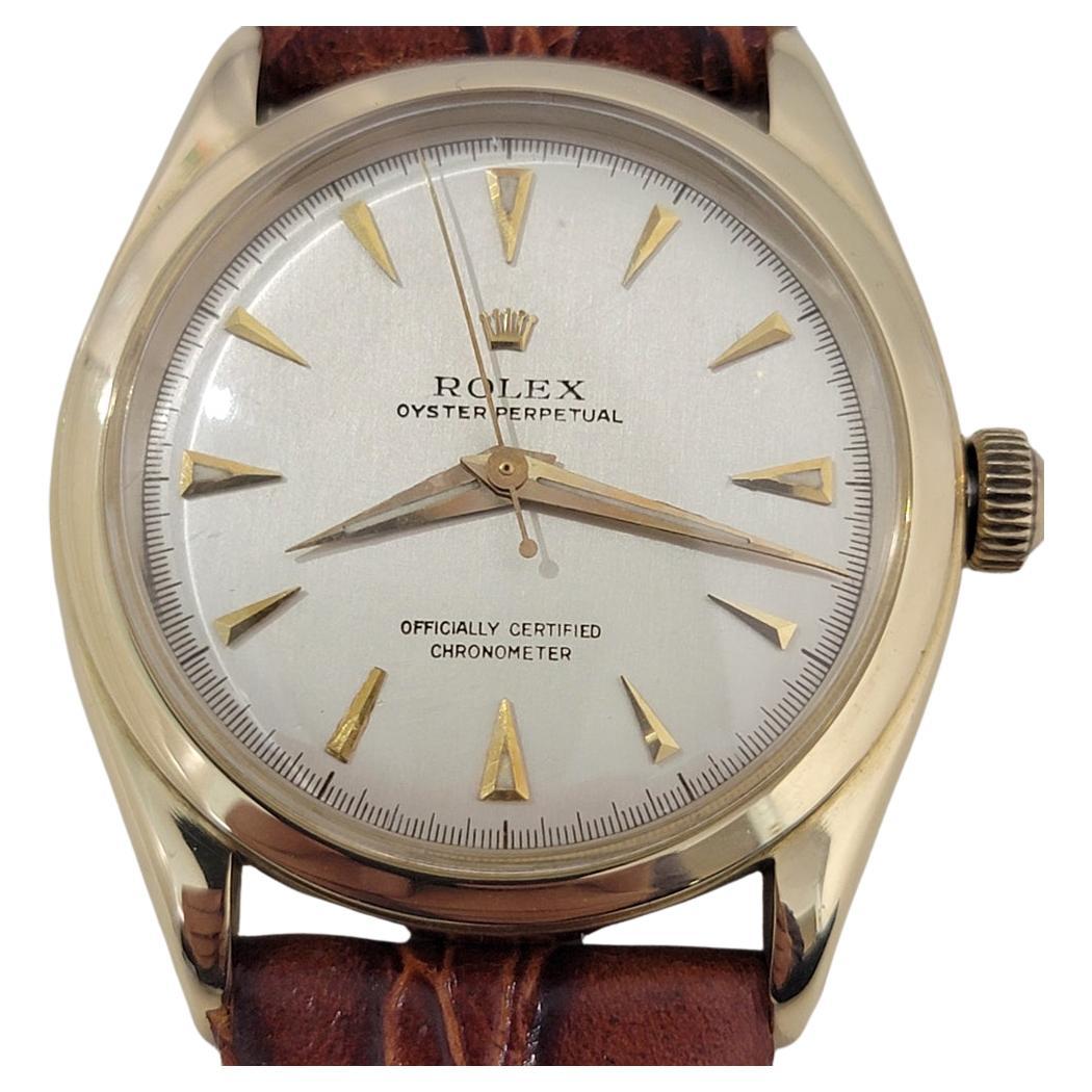 Mens Rolex Oyster Perpetual 6084 14k Gold 34mm Automatic 1950s Vintage NA133B