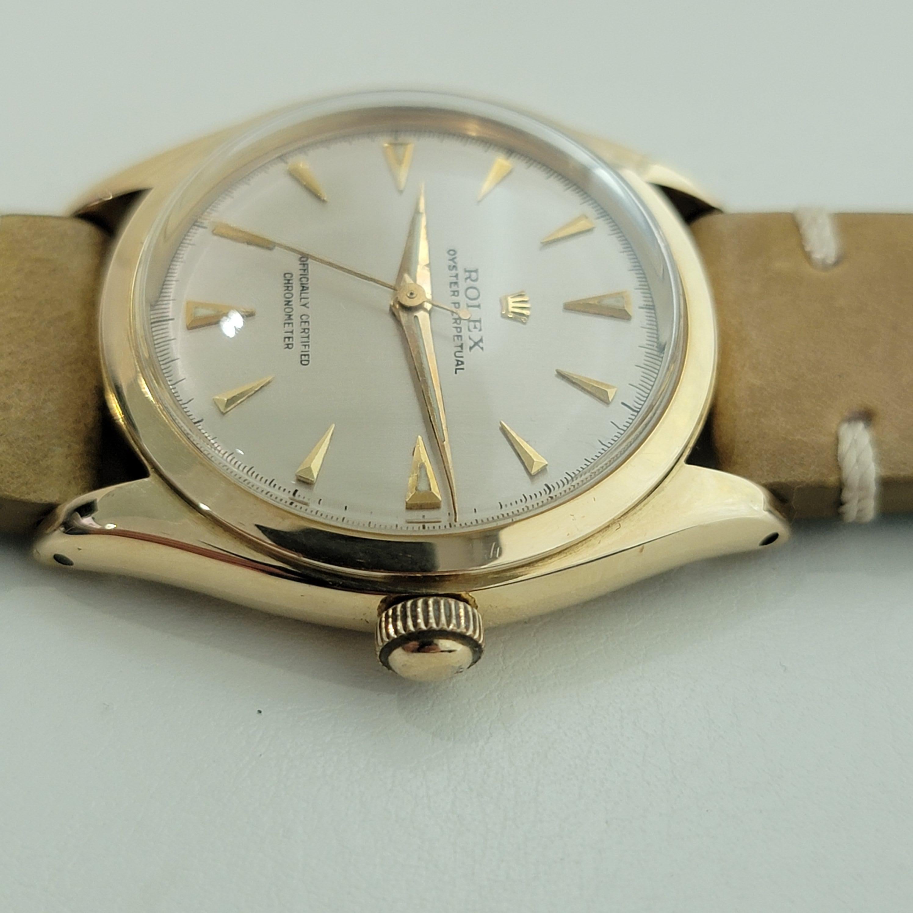 Mens Rolex Oyster Perpetual 6084 14k Gold 34mm Semi Bubble Automatics 1950s NA133 en vente 1