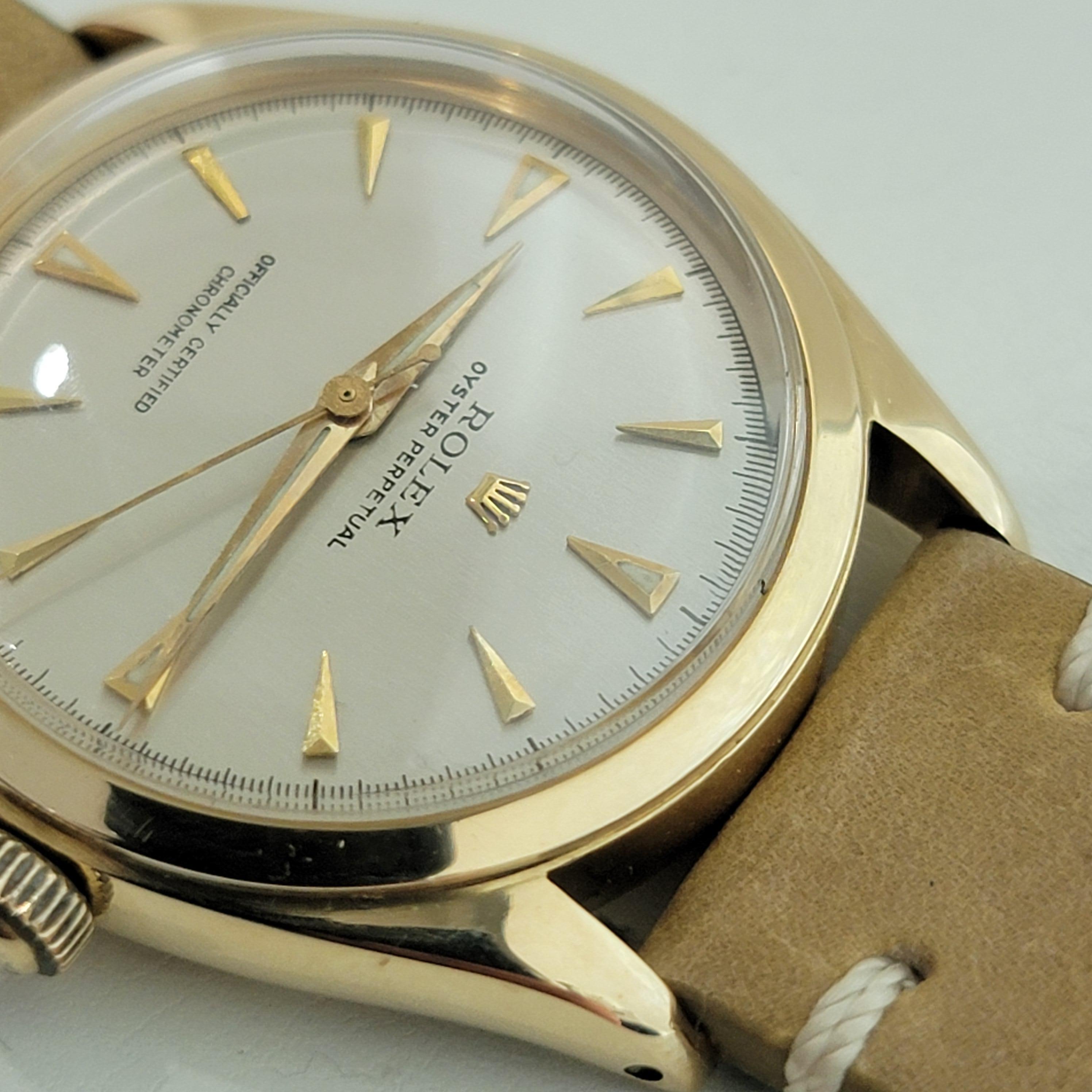 Mens Rolex Oyster Perpetual 6084 14k Gold 34mm Semi Bubble Automatics 1950s NA133 en vente 2