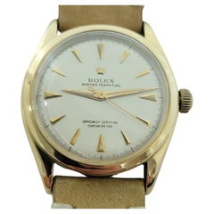 Mens Rolex Oyster Perpetual 6084 14k Gold 34mm Semi Bubble Automatic 1950s NA133