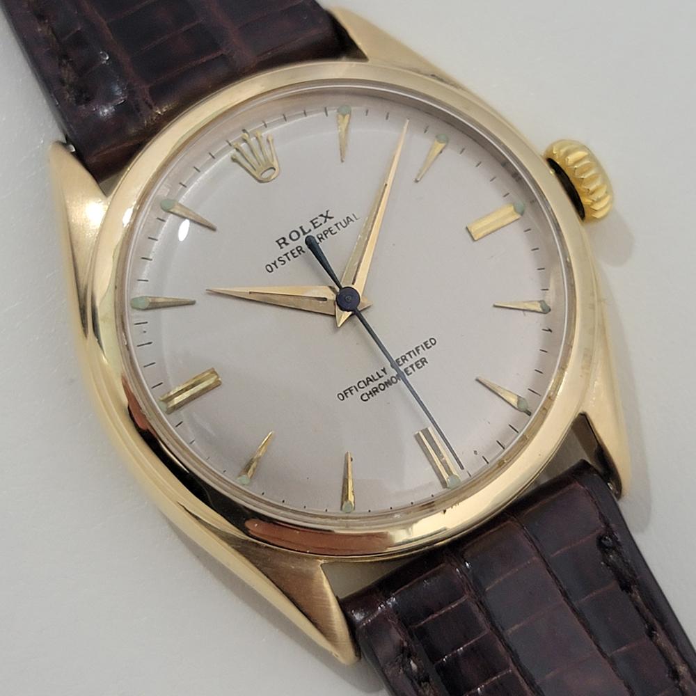 Men's Mens Rolex Oyster Perpetual 6084 18k Solid Gold 34mm Automatic 1950s Swiss RA467