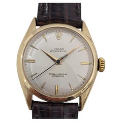 Mens Rolex Oyster Perpetual 6084 18k Solid Gold 34mm Automatic 1950s Swiss RA467