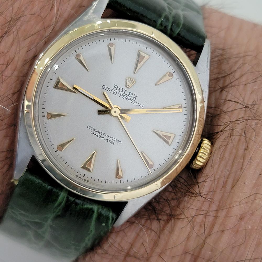 Mens Rolex Oyster Perpetual 6085 14k SS Bubbleback Automatic 1950s RA213 6