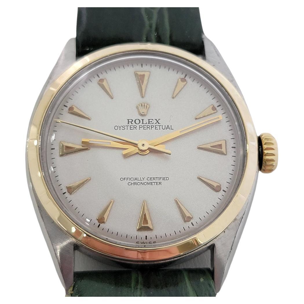 Mens Rolex Oyster Perpetual 6085 14k SS Bubbleback Automatic 1950s RA213