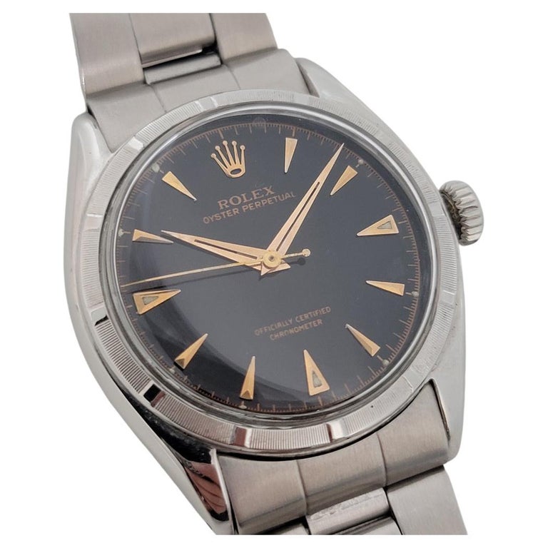 Mens Rolex Oyster Perpetual 6085 Bubbleback Automatic 1950s Vintage RA14  For Sale at 1stDibs