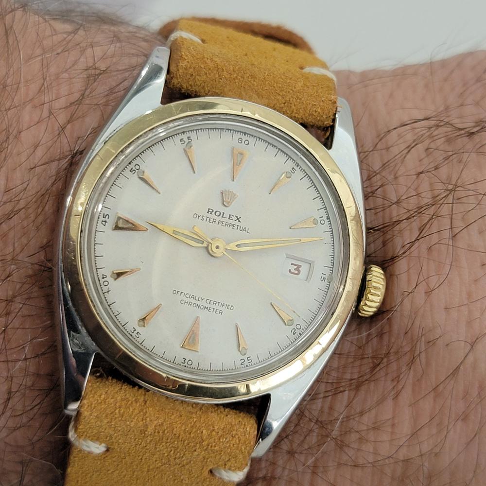 Herren Rolex Oyster Perpetual 6105 18k SS Rotes Datum Automatik 1960er Jahre Vintage RA311 10