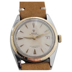 Mens Rolex Oyster Perpetual 6105 18k SS Red Date Automatic 1960s Vintage RA311
