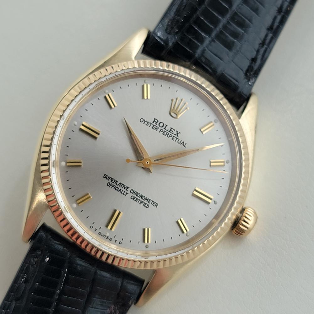 Mens Rolex Oyster Perpetual 6467 9k Gold 34mm Automatic 1950s Vintage RA482B Pour hommes en vente