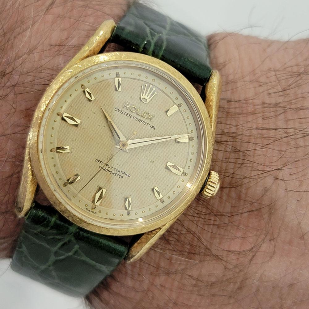 Mens Rolex Oyster Perpetual 6550 Bombay 18k Gold Automatic 1960s RJC203G For Sale 6