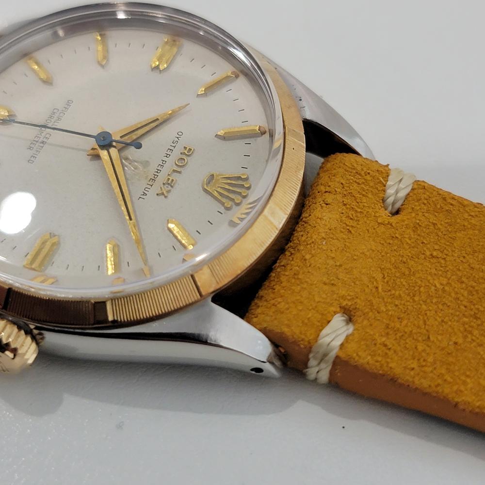 Men's Rolex Oyster Perpetual 6565 14k SS Automatic 1950s Vintage RJC149T In Excellent Condition For Sale In Beverly Hills, CA