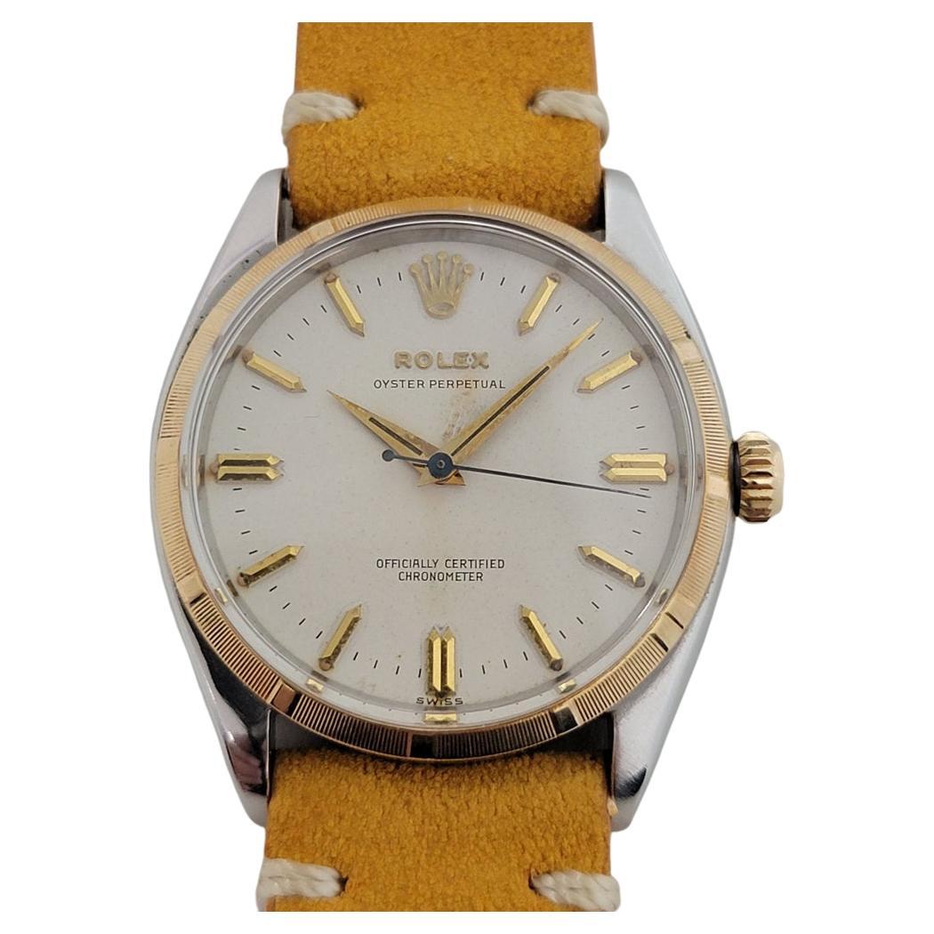 Men's Rolex Oyster Perpetual 6565 14k SS Automatic 1950s Vintage RJC149T For Sale