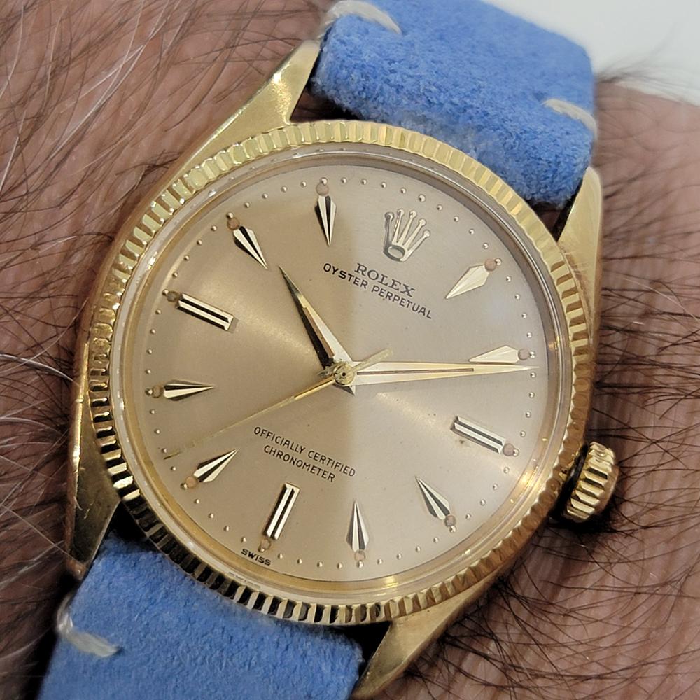 Mens Rolex Oyster Perpetual 6567 18k Solid Gold 34mm Automatic 1950s RJC193B For Sale 9