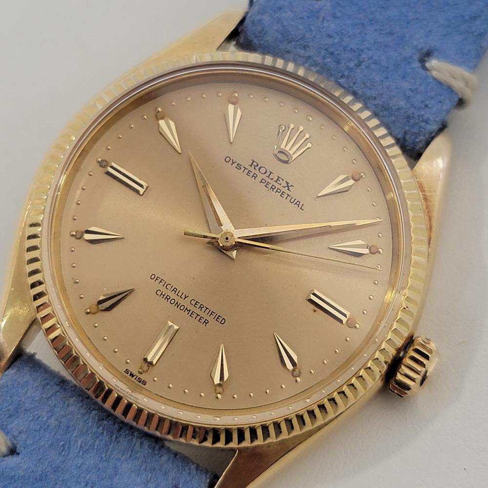 Men's Mens Rolex Oyster Perpetual 6567 18k Solid Gold 34mm Automatic 1950s RJC193B For Sale
