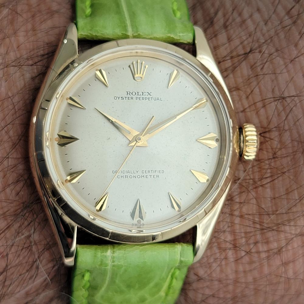 Mens Rolex Oyster Perpetual 6585 14k Gold Automatic 1960s Swiss Vintage RJC162 For Sale 5