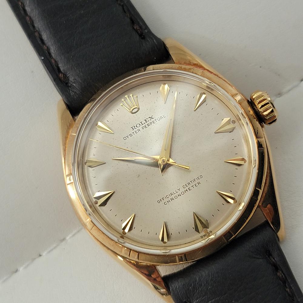 Herren Rolex Oyster Perpetual 6585 14k Gold Automatik 1960er Jahre Schweizer Vintage RJC162B im Zustand „Hervorragend“ in Beverly Hills, CA