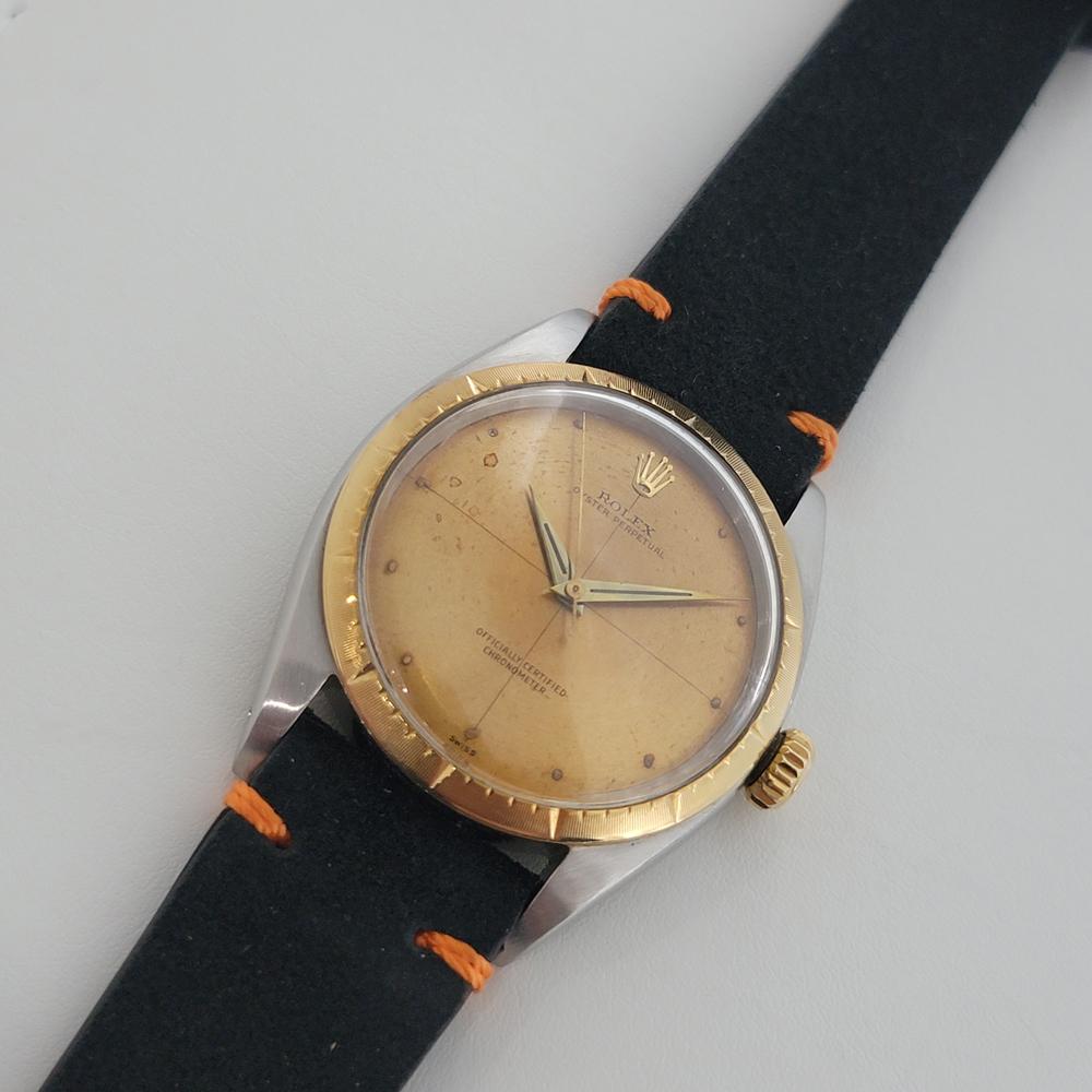 Mens Rolex Oyster Perpetual 6592 14k SS Automatic 1950s Vintage RJC118 In Excellent Condition In Beverly Hills, CA