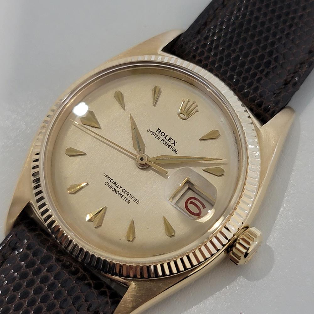  Mens Rolex Oyster Perpetual 6605 18k Solid Gold 36mm Automatic 1950s NOS NA125 Pour hommes 