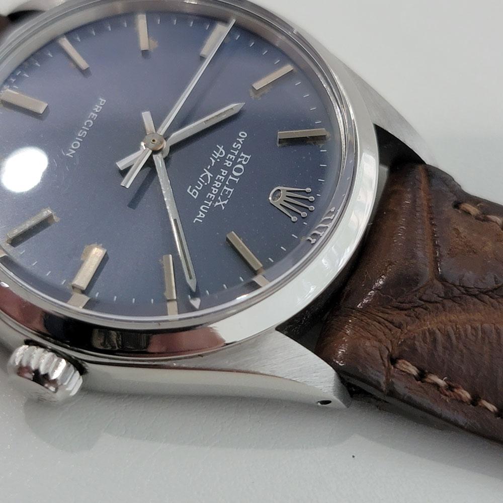 Mens Rolex Oyster Perpetual Air-King 5500 Blue Dial Automatic 1970s RA197B In Excellent Condition In Beverly Hills, CA