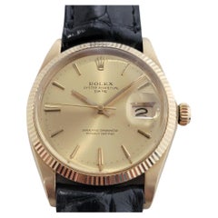 Mens Rolex Oyster Perpetual Date 14k Solid Gold 1503 1960s Automatic RA347