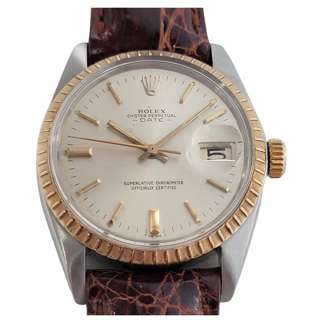 Mens Rolex Oyster Perpetual Date 14k SS 1500 Automatic 1960s SWISS RA148BR