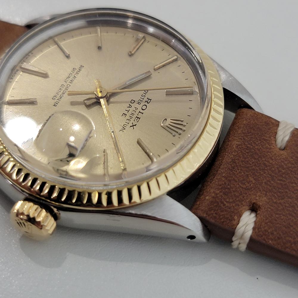 Men's Mens Rolex Oyster Perpetual Date 1500 14k Gold ss 1960s Automatic Vintage RA168B For Sale