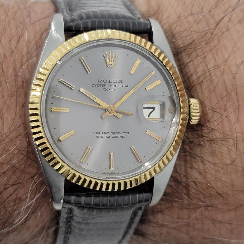 Mens Rolex Oyster Perpetual Date 1500 1960s 18k Gold ss Automatic RJC145G For Sale 6